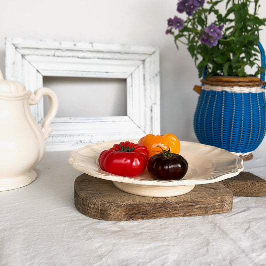 ディゴワン&サルグミンヌ 花リム 低いコンポティエ コンポ―ト皿 ケーキスタンド A フランスアンティーク食器 ブロカント 蚤の市