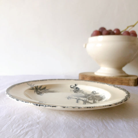 フランスアンティーク  GRAND DEPOT E.Bourgeois グランデポ エミールブルジョワ　蝶鳥柄　ディナープレート 平皿 フランスアンティーク食器 ブロカント 蚤の市