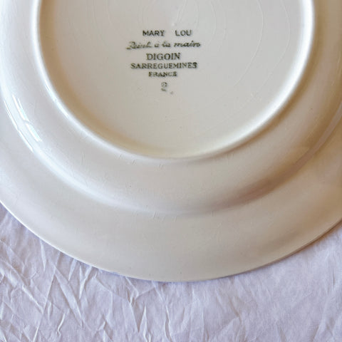 フランスアンティーク ディゴワンサルグミンヌ MARY LOU マリールー デザートプレート 花柄 Digoin Sarreguemines アンティーク食器
