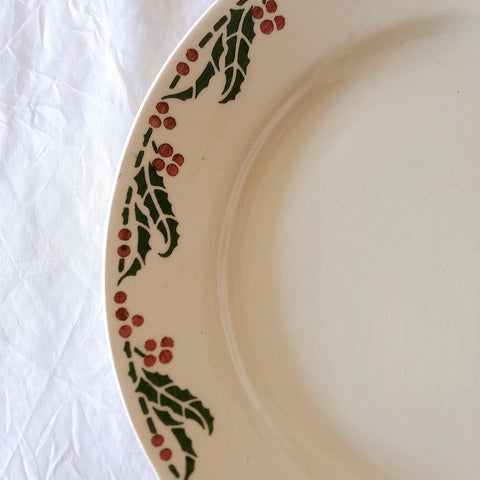 ご予約　フランスアンティーク クレイユモントロー HOUX　柊　ディナープレート　平皿 3枚セット　フランスアンティーク食器　ブロカント　蚤の市