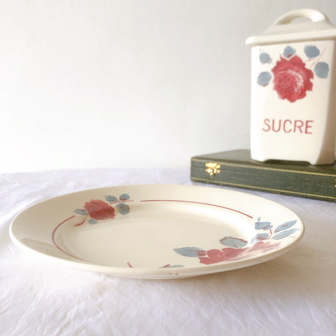 フランスアンティーク　バドンヴィレー　バラ柄ディナープレート　平皿　フランスアンティーク食器 ブロカントアンティーク 蚤の市