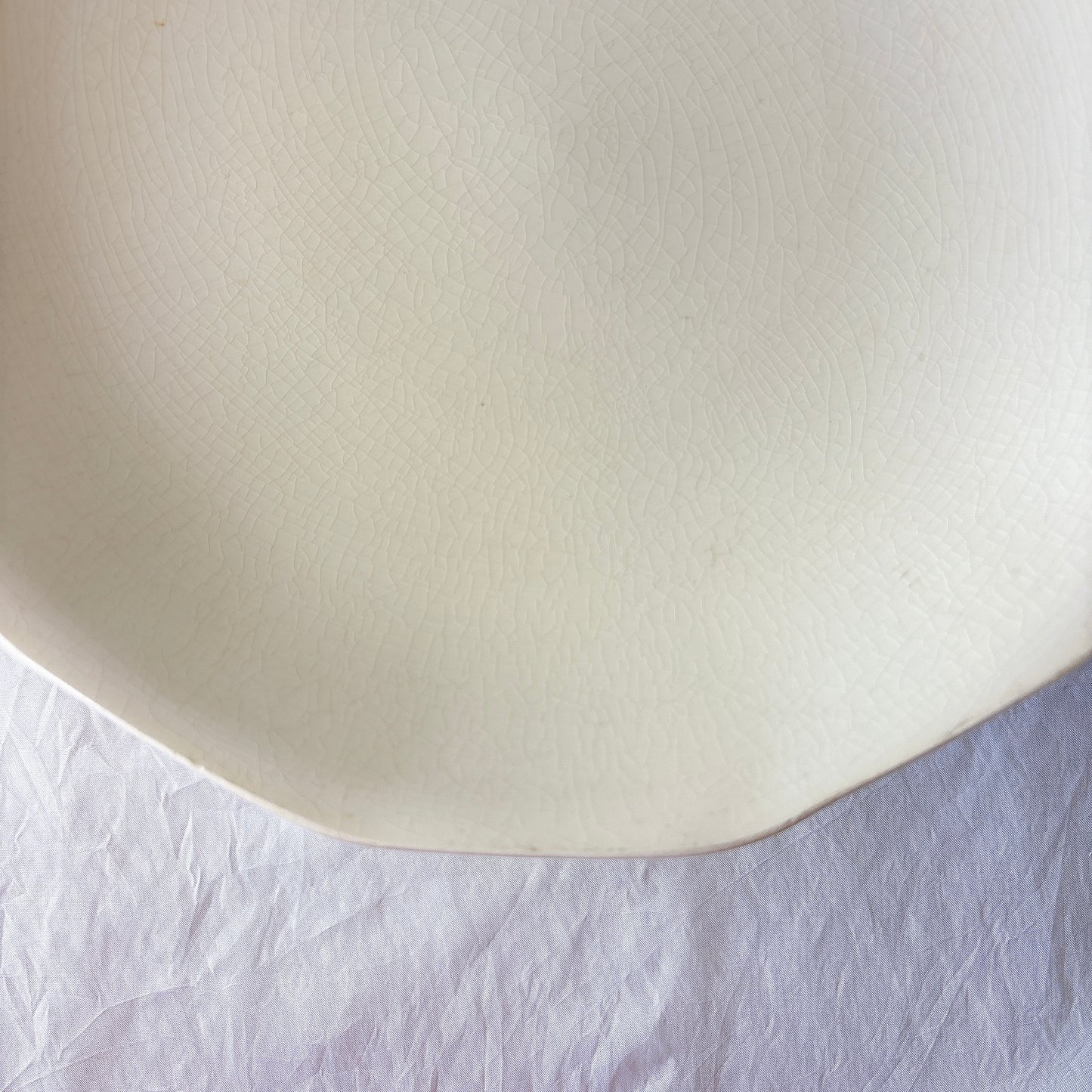 サンタマン １２角形コンポート皿 コンポティエ アイボリー フランスアンティーク食器 ブロカント 蚤の市