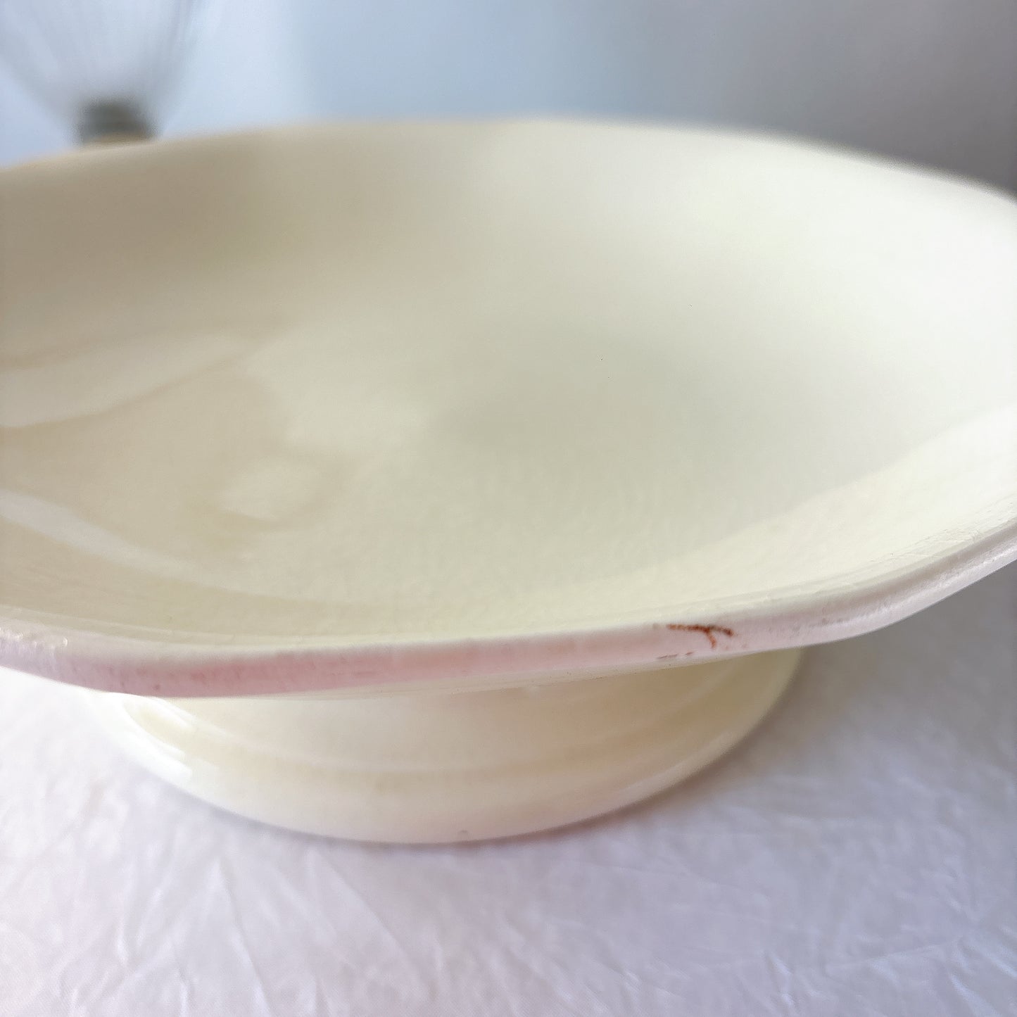 サンタマン １２角形コンポート皿 コンポティエ アイボリー フランスアンティーク食器 ブロカント 蚤の市