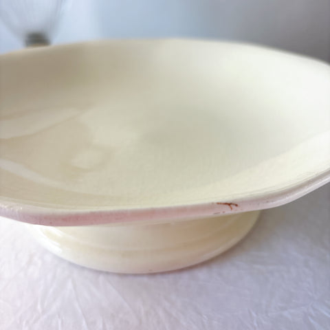 サンタマン １２角形コンポート皿 コンポティエ アイボリー フランスアンティーク食器 ブロカント 蚤の市