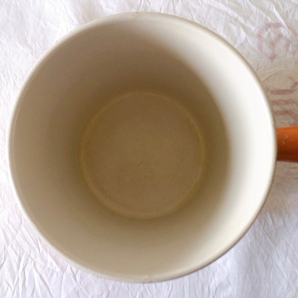 フランス　ルクルーゼ ヴィンテージ フォンデュ鍋 片手鍋蓋つき オレンジ　フランスアンティーク　ブロカント　蚤の市