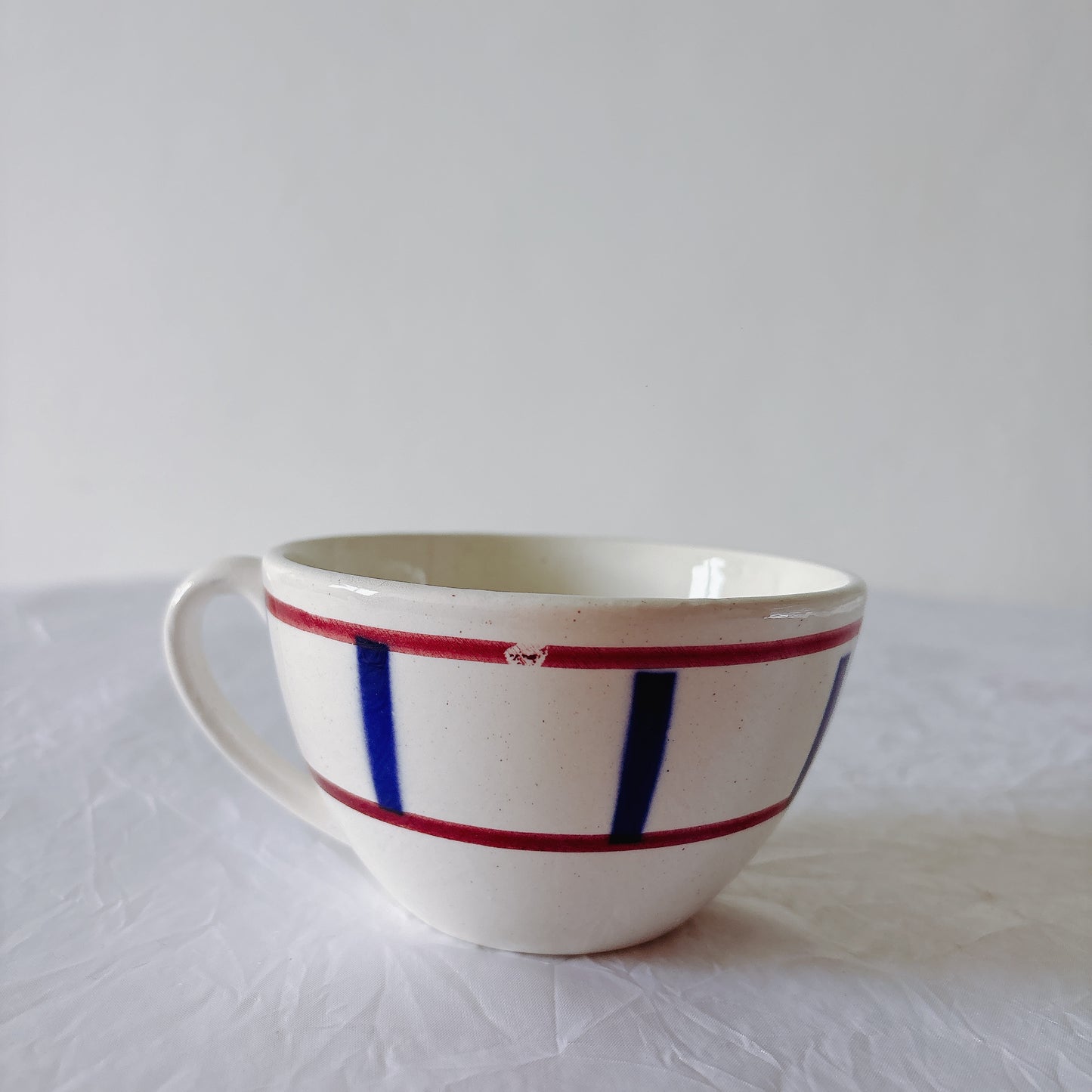 ディゴワンサルグミンヌ バスク柄 コーヒーカップ 200ml『ルージュ・マリン』 フランスアンティーク食器 蚤の市　ブロカント　バスク柄食器