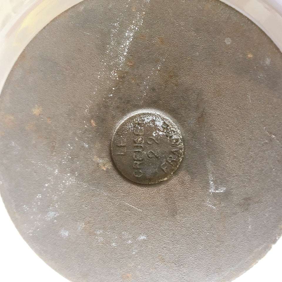 フランス　ルクルーゼ ヴィンテージ ホーロー鍋　フォンデュ鍋大型　フランスアンティーク　ブロカント　蚤の市　