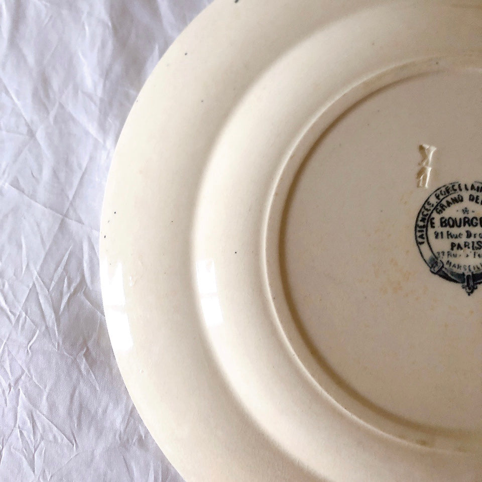 フランスアンティーク  GRAND DEPOT E.Bourgeois グランデポ エミールブルジョワ　蝶鳥柄　ディナープレート 平皿 フランスアンティーク食器 ブロカント 蚤の市
