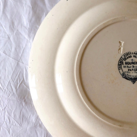 フランスアンティーク  GRAND DEPOT E.Bourgeois グランデポ エミールブルジョワ　蝶鳥柄　ディナープレート 平皿 フランスアンティーク食器 ブロカント 蚤の市