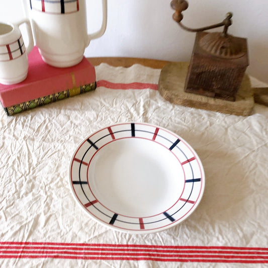 ご予約 サンタマン St Amand バスク柄 スーププレート/深皿 b フランスアンティーク食器 バスク柄プレート 蚤の市 ブロカント