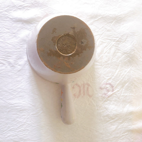 フランス　ルクルーゼ ヴィンテージ フォンデュ鍋 片手鍋蓋つき フランスアンティーク　ブロカント　蚤の市