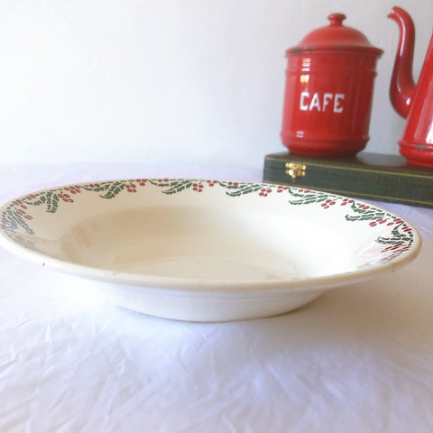 ご予約フランスアンティーク クレイユモントロー HOUX　柊　スーププレート・深皿 フランスアンティーク食器　ブロカント　蚤の市