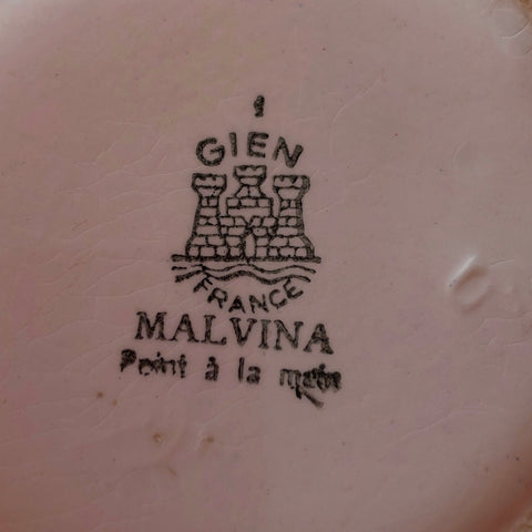 フランス GIEN ジアン 『MALVINA』コーヒーポット&シュガーポット  フランスアンティーク食器　ブロカント　蚤の市　アンティークポット