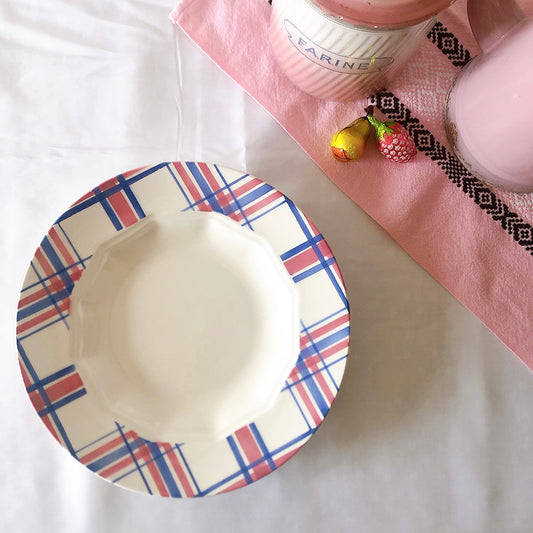 クレイユエモントロー HBCM ECOSSAIS スーププレート/深皿 D フランスアンティーク食器 ブロカントアンティーク 蚤の市