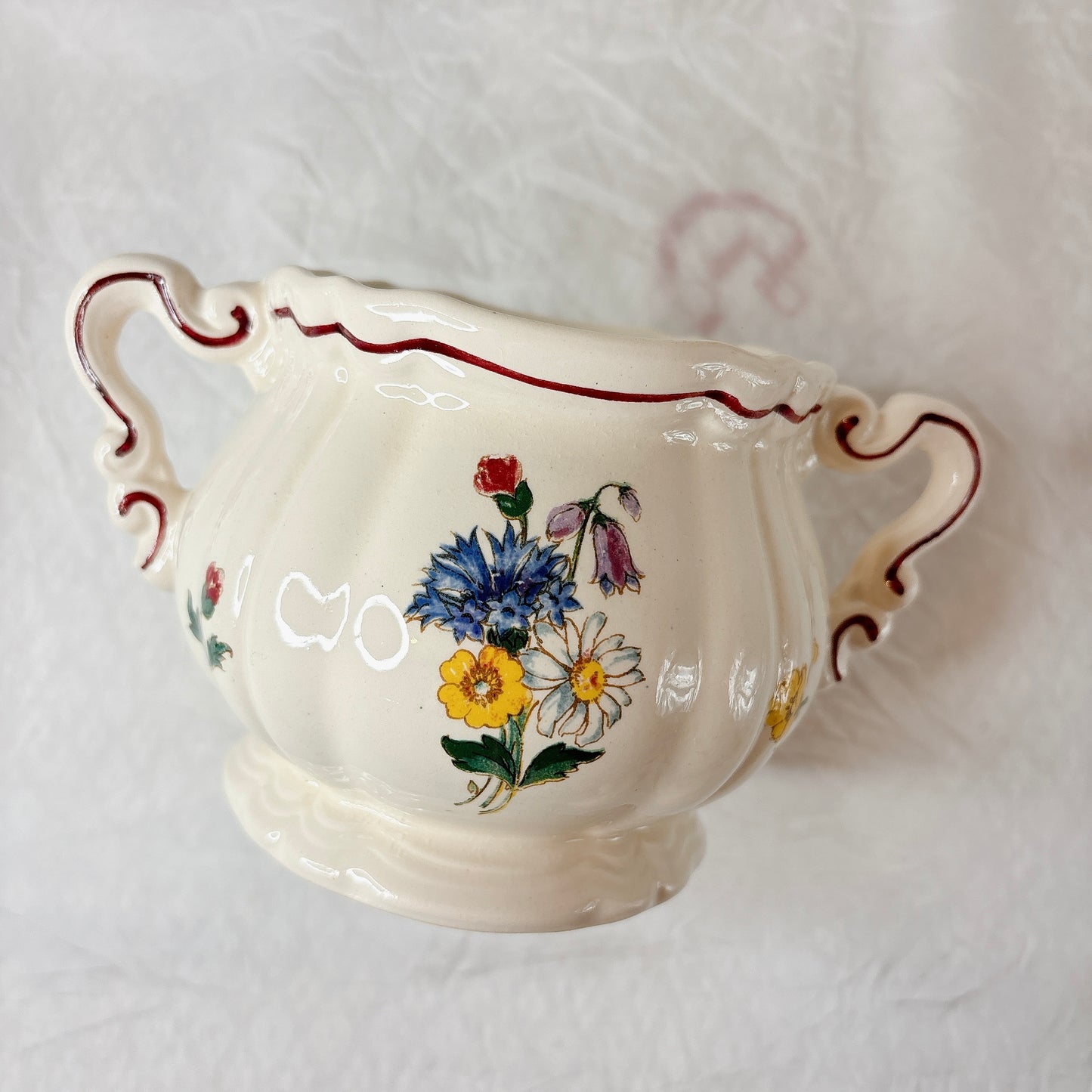 ディゴワンサルグミンヌ Digoin＆sarreguemines アグレスト シュガーポット　シュクリエ　フランスアンティーク食器 フランス蚤の市・ブロカント