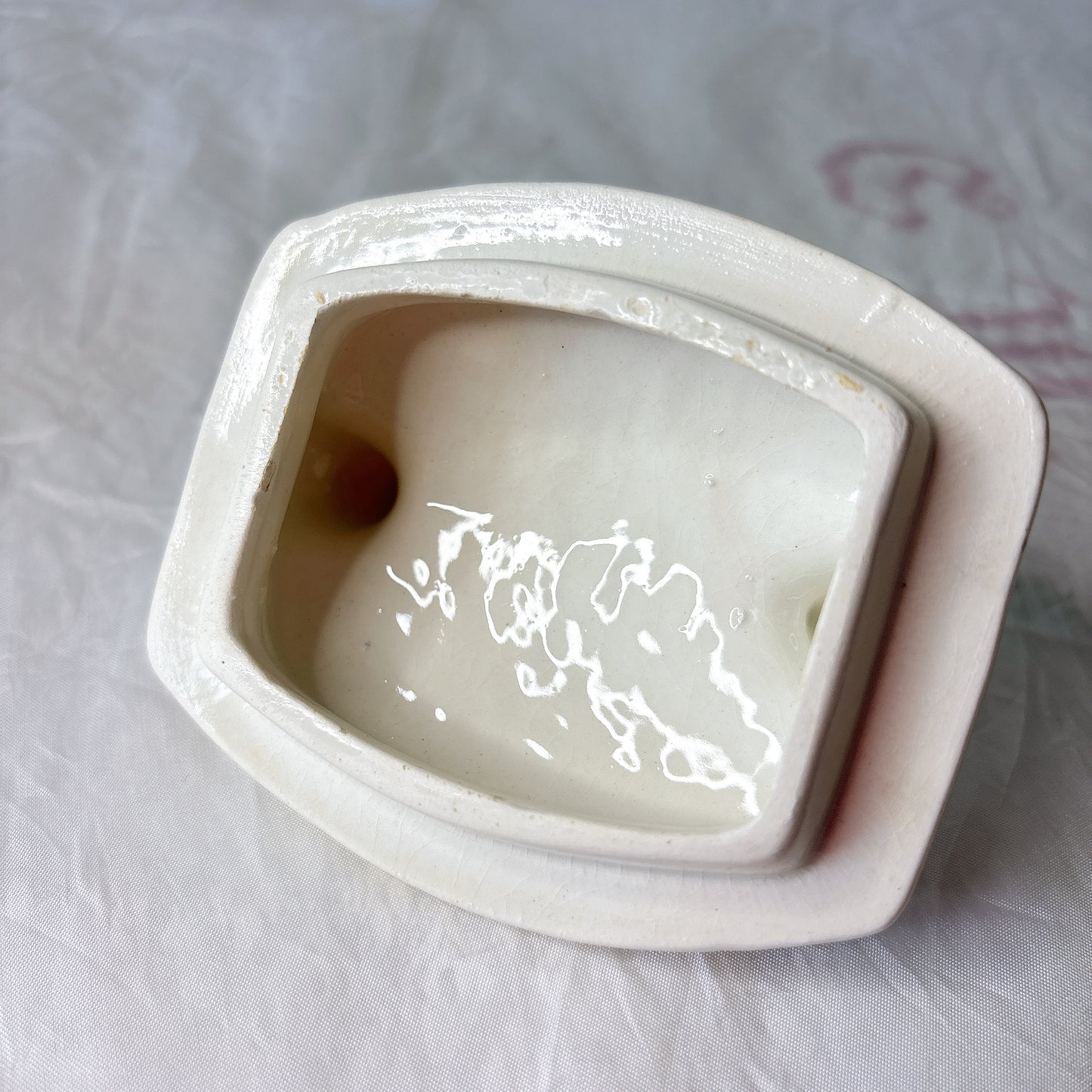 クレイユエモントロー  HBCM Béarn バスク柄 陶器キャニスター 「赤x青 」フランスアンティーク　ブロカント　蚤の市