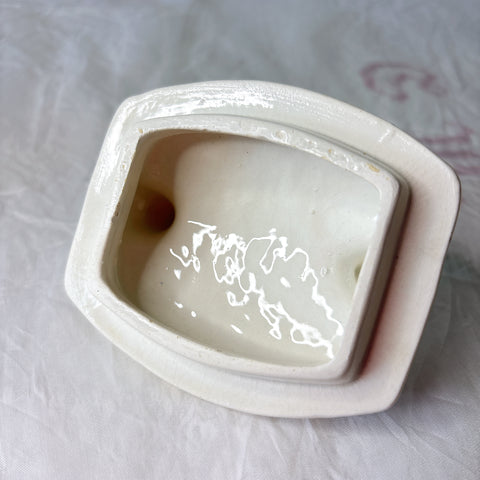 クレイユエモントロー  HBCM Béarn バスク柄 陶器キャニスター 「赤x青 」フランスアンティーク　ブロカント　蚤の市