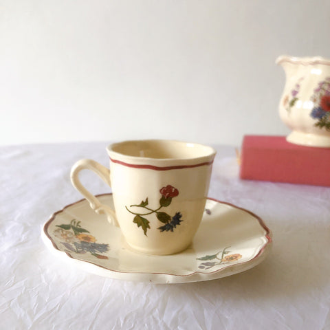 ディゴワンサルグミンヌ Digoin＆sarreguemines アグレスト コーヒーカップ＆ソーサー２客セット フランスアンティーク食器 フランス蚤の市・ブロカント