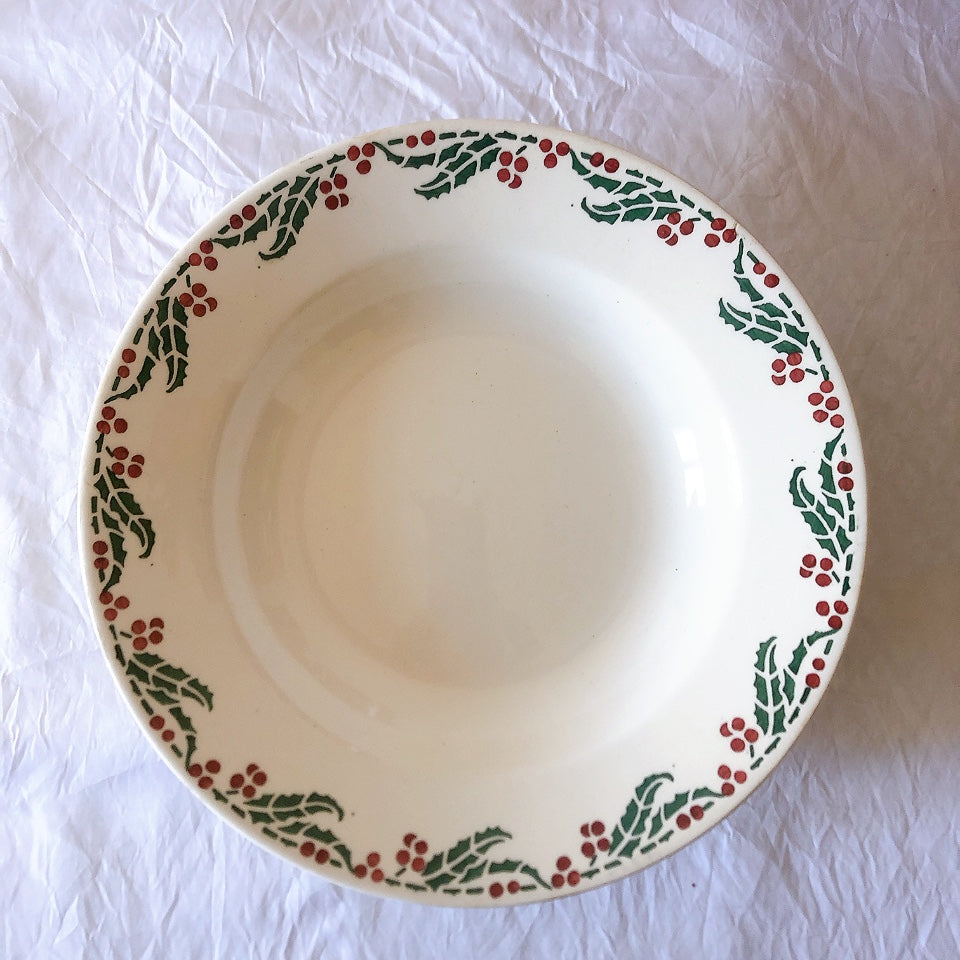 ご予約フランスアンティーク クレイユモントロー HOUX　柊　スーププレート・深皿 フランスアンティーク食器　ブロカント　蚤の市