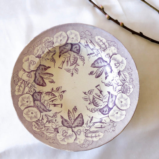 ヴィエイヤーボルドー スーププレート/深皿 花柄 パープル フランスアンティーク食器 ブロカントアンティーク 蚤の市