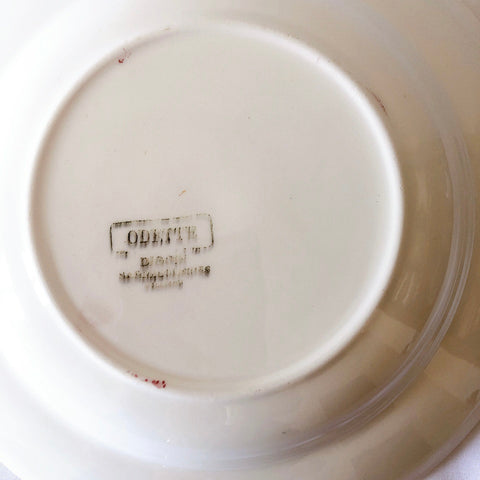 ディゴワンサルグミンヌ Digoin&sarregumines ”ODETTE” 深皿  C 赤　フランスアンティーク食器　ブロカント　蚤の市