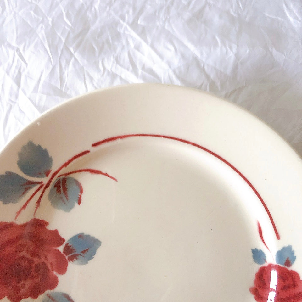 フランスアンティーク　バドンヴィレー　バラ柄ディナープレート　平皿　フランスアンティーク食器 ブロカントアンティーク 蚤の市