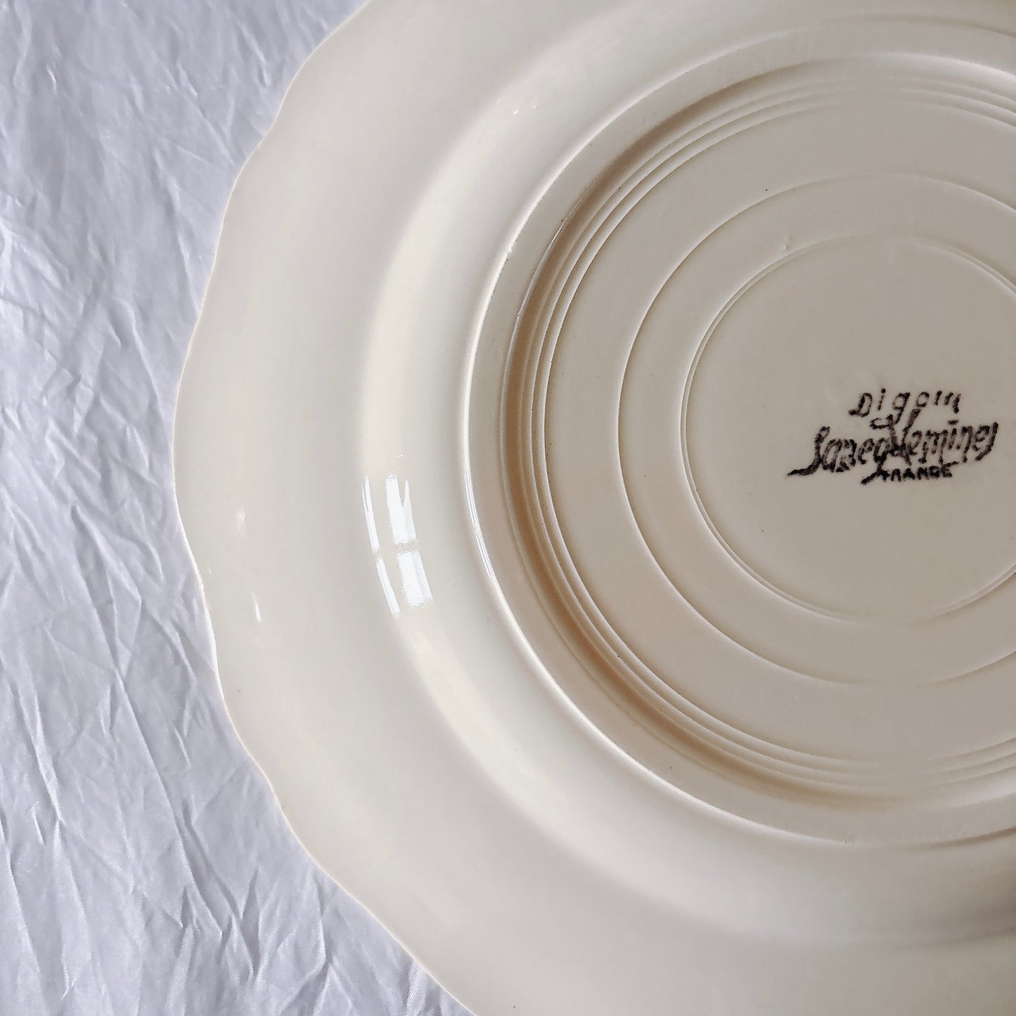 フランス ディゴワン＆サルグミンヌ 花リム ディナープレート 平皿 フランスアンティーク食器 ブロカント　蚤の市