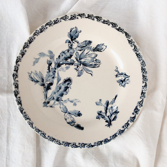 フランスアンティークプレート GIEN ジアン CACTUS サボテン ディナープレート ジアンブルー アンティーク食器・皿 ブロカント 蚤の市