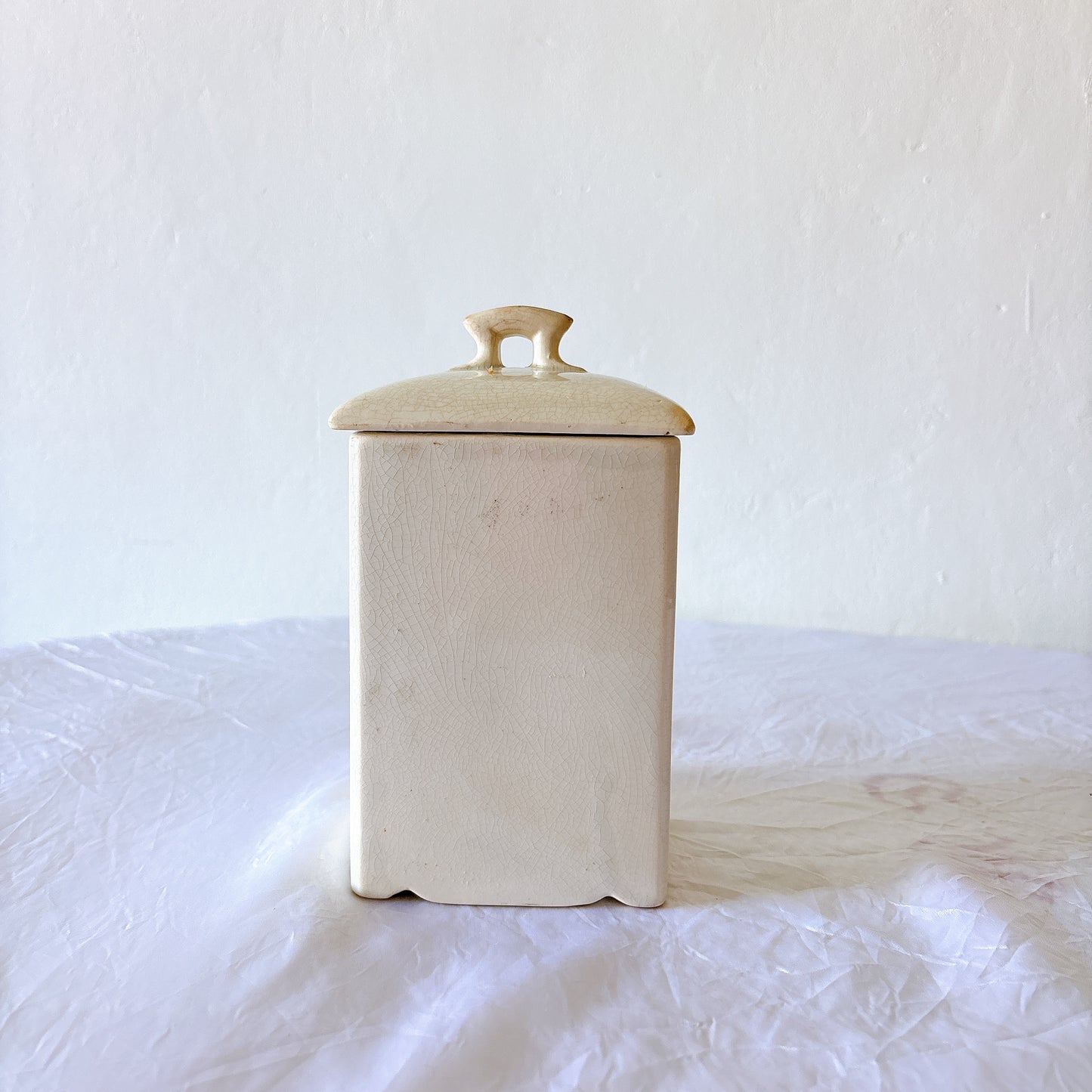 フランスアンティーク CAFE 陶器キャニスター 蓋付き
