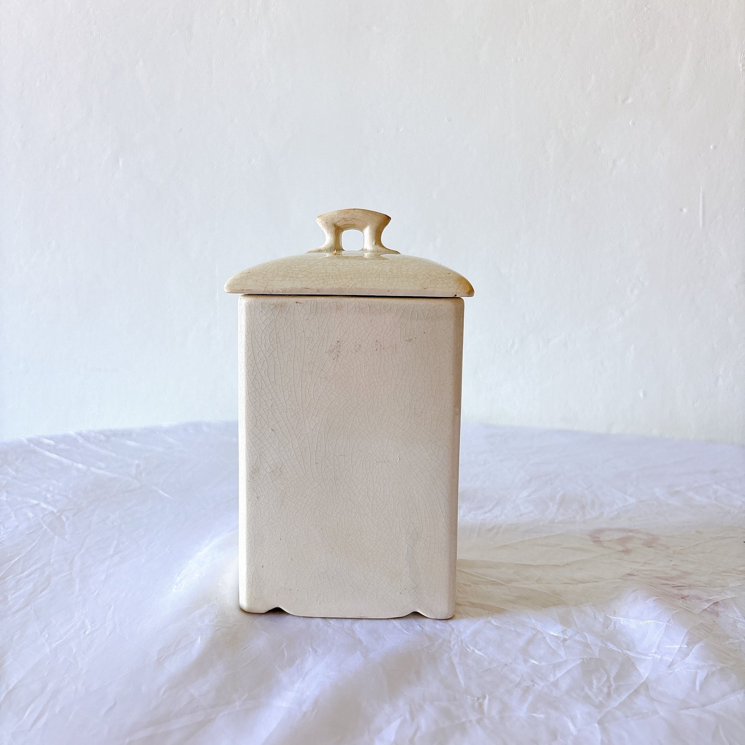 フランスアンティーク CAFE 陶器キャニスター 蓋付き
