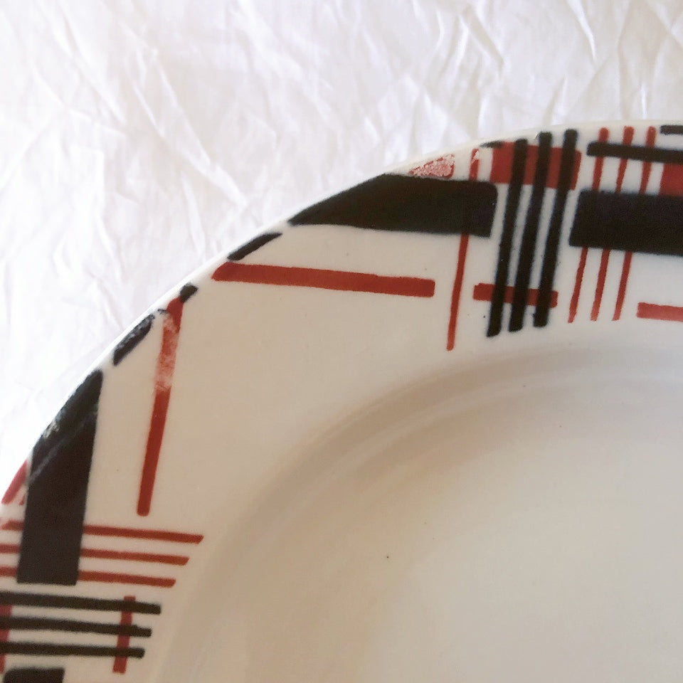 サンタマン　Saint amand バスク柄スーププレート、クルーズプレート フランスアンティーク食器 ブロカント 蚤の市