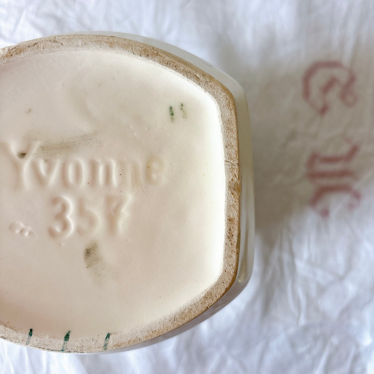 フランスヴィンテージ  アールデコ幾何学模様　陶器キャニスター  フランスアンティーク食器　ブロカント　蚤の市