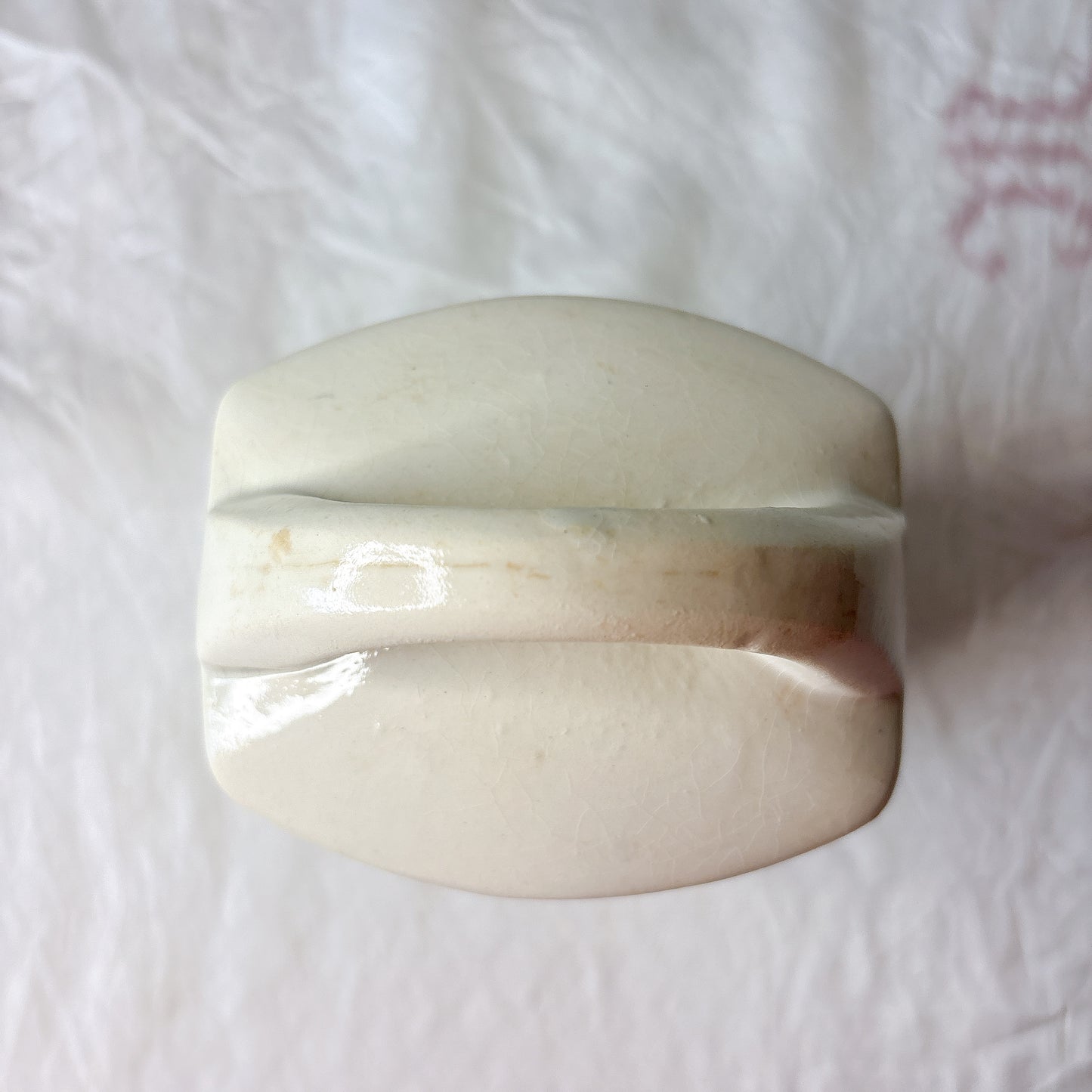 クレイユエモントロー  HBCM Béarn バスク柄 陶器キャニスター 「赤x青 」フランスアンティーク　ブロカント　蚤の市