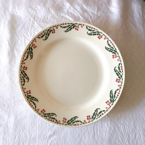 ご予約　フランスアンティーク クレイユモントロー HOUX　柊　ディナープレート　平皿 3枚セット　フランスアンティーク食器　ブロカント　蚤の市