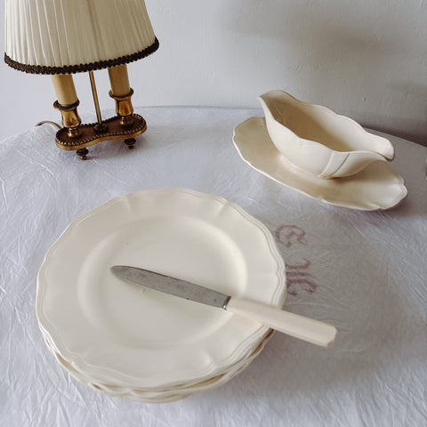 フランス ディゴワン＆サルグミンヌ 花リム ディナープレート 平皿 フランスアンティーク食器 ブロカント　蚤の市