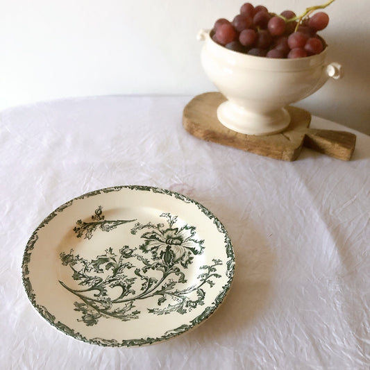 ヴィエイヤーボルドー ディナープレート／平皿 DATURA　ボタニカル模様 フランスアンティーク食器 ブロカントアンティーク　蚤の市