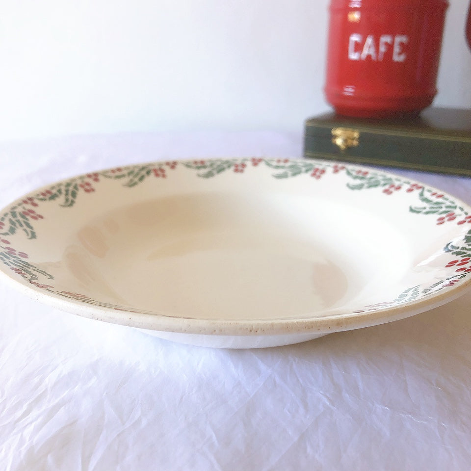 ご予約フランスアンティーク クレイユモントロー HOUX　柊　スーププレート・深皿 フランスアンティーク食器　ブロカント　蚤の市