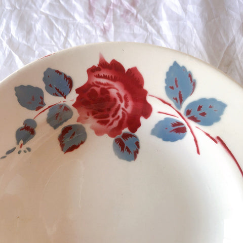 フランスアンティーク　バドンヴィレー　バラ柄スーププレート　深皿　フランスアンティーク食器 ブロカントアンティーク 蚤の市