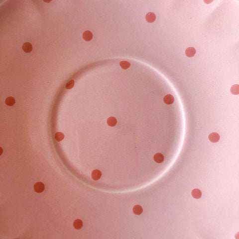 サラン SALINS 花リムカップアンドソーサー　ピンクドット柄　フランスアンティーク食器 フランス蚤の市・ブロカント