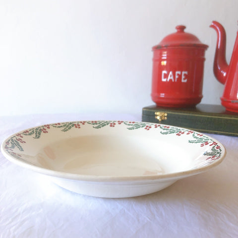ご予約フランスアンティーク クレイユモントロー HOUX　柊　スーププレート・深皿 フランスアンティーク食器　ブロカント　蚤の市