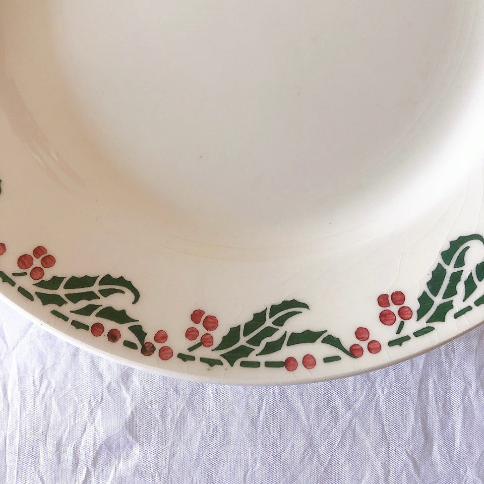 ご予約　フランスアンティーク クレイユモントロー HOUX　柊　ディナープレート　平皿 3枚セット　フランスアンティーク食器　ブロカント　蚤の市