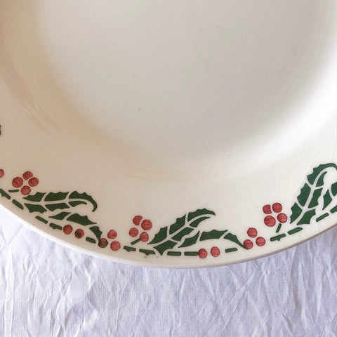 ご予約　フランスアンティーク クレイユモントロー HOUX　柊　ディナープレート　平皿 3枚セット　フランスアンティーク食器　ブロカント　蚤の市