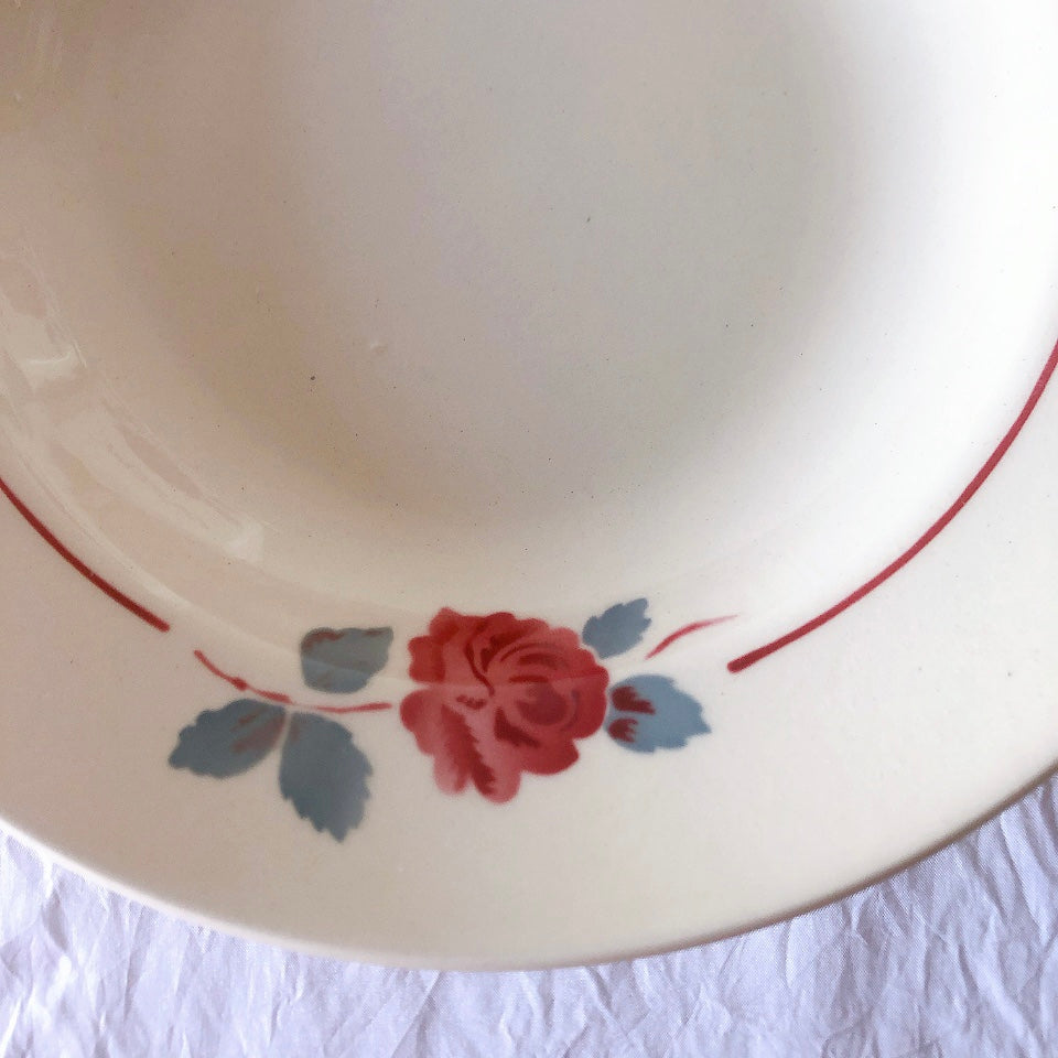 フランスアンティーク　バドンヴィレー　バラ柄スーププレート　深皿　フランスアンティーク食器 ブロカントアンティーク 蚤の市
