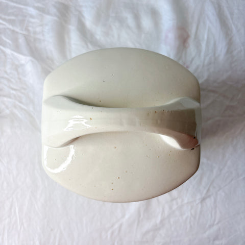 クレイユエモントロー  HBCM Béarn バスク柄 陶器キャニスター 「赤x青 」フランスアンティーク　ブロカント　蚤の市