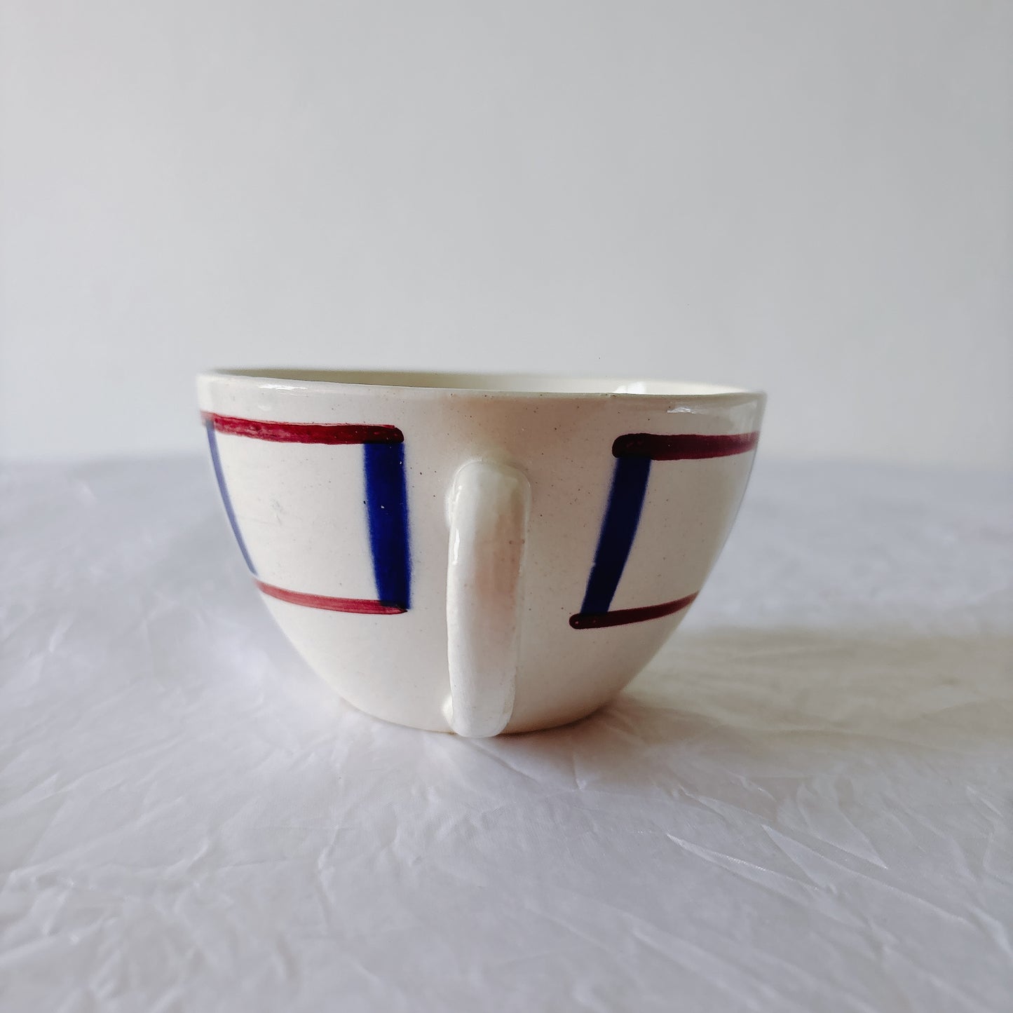 ディゴワンサルグミンヌ バスク柄 コーヒーカップ 200ml『ルージュ・マリン』 フランスアンティーク食器 蚤の市　ブロカント　バスク柄食器