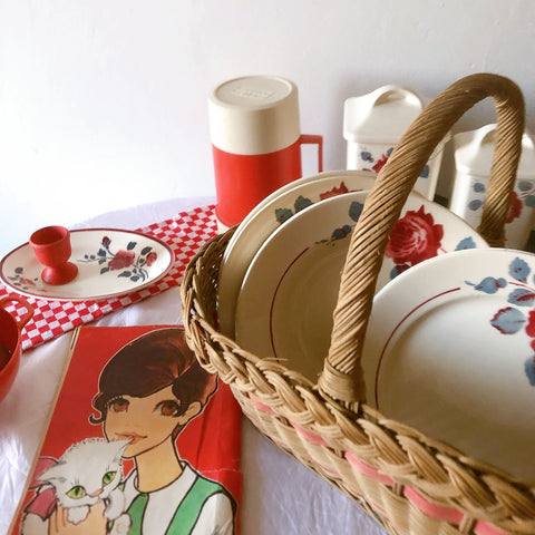 フランスアンティーク　バドンヴィレー　バラ柄スーププレート　深皿　フランスアンティーク食器 ブロカントアンティーク 蚤の市