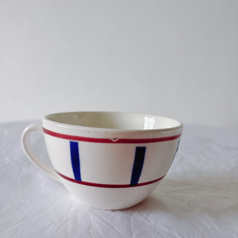 ディゴワンサルグミンヌ バスク柄 コーヒーカップ 200ml『ルージュ・マリン』 フランスアンティーク食器 蚤の市　ブロカント　バスク柄食器