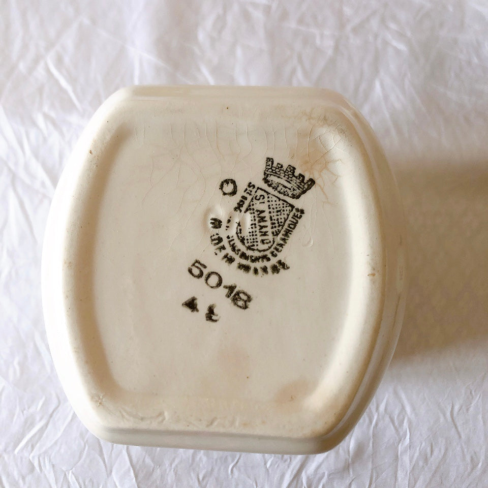 フランスアンティーク サンタマン バスク柄陶器キャニスター 「イエロー・ブルー」 フランスアンティーク食器　ブロカント　蚤の市