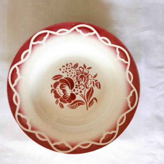 ディゴワンサルグミンヌ Digoin&sarregumines ”ODETTE” 深皿 B 赤 フランスアンティーク食器 ブロカント 蚤の市