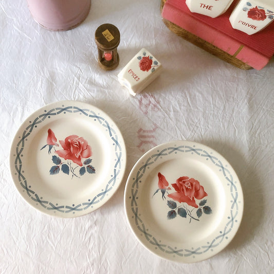 フランス ディゴワンサルグミンヌ   JANINE 花柄 デザートプレート  フランスアンティーク食器 フランス蚤の市・ブロカント